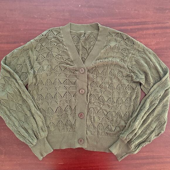 Dokotoo | Women's Green Crochet Button Down Cardigan Sweaters | size Medium - Picture 1 of 5